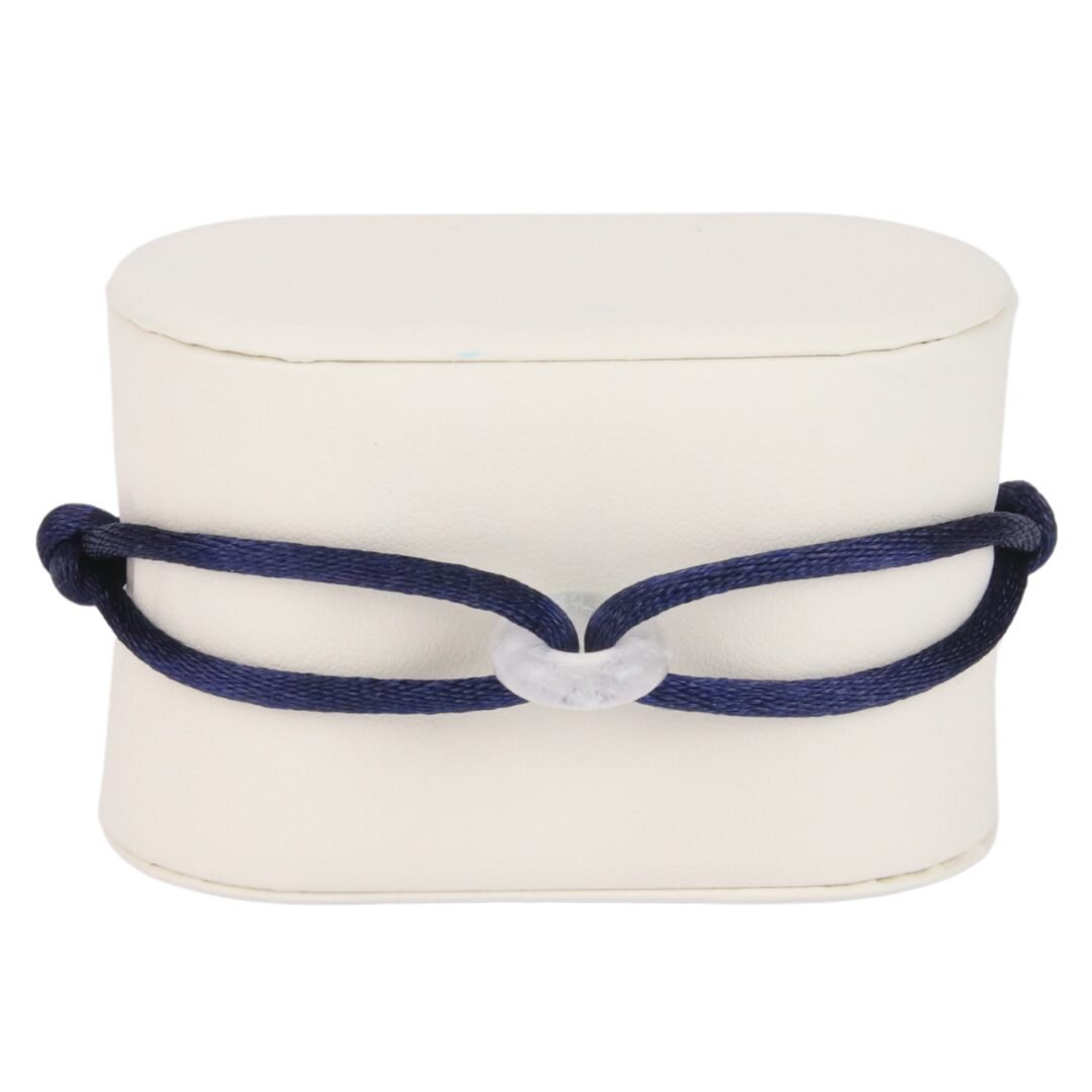 Bracelet Cordon Bleu Marine avec Perle Blanche Marbrée