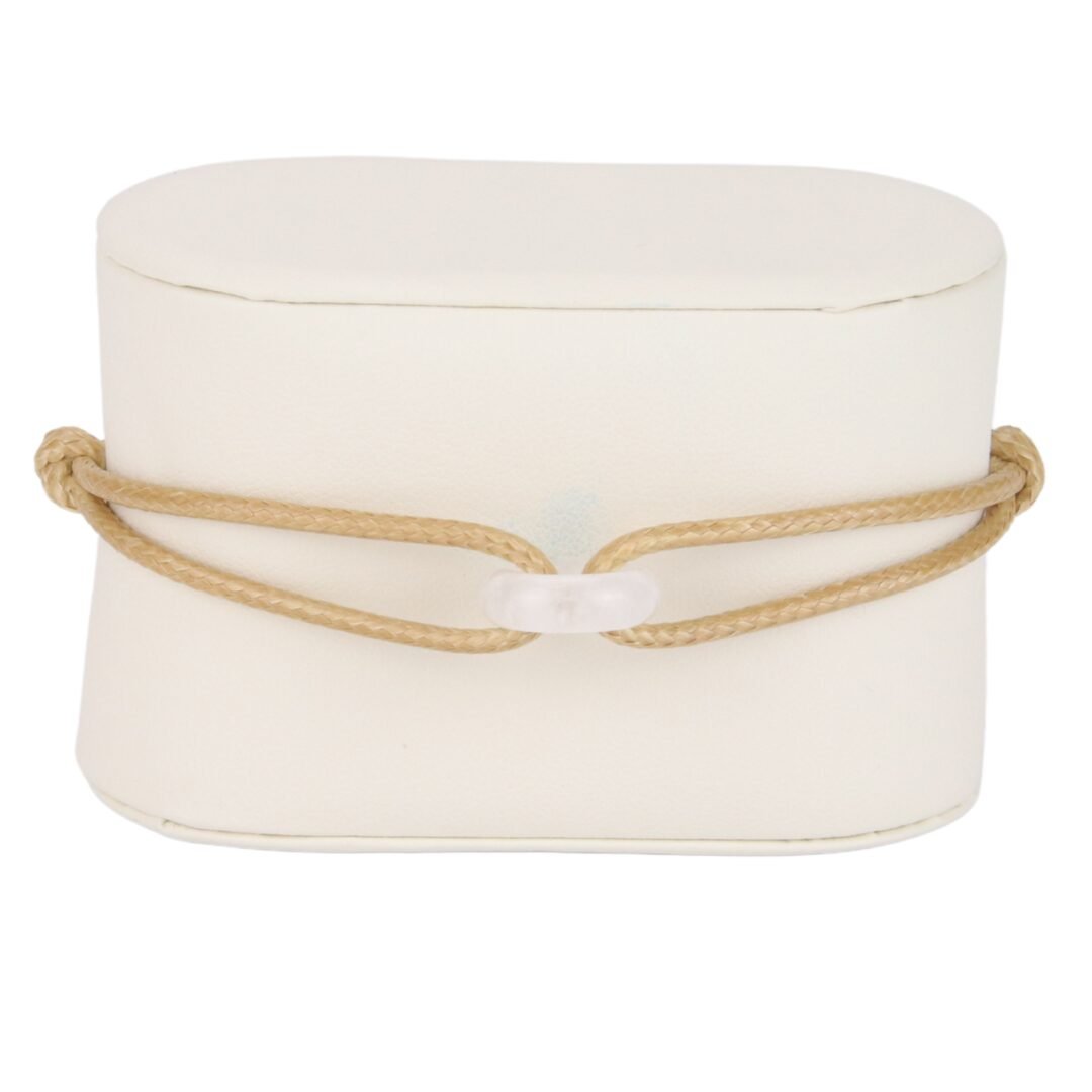 Bracelet Cordon Beige Sable avec Perle Blanche Transparente