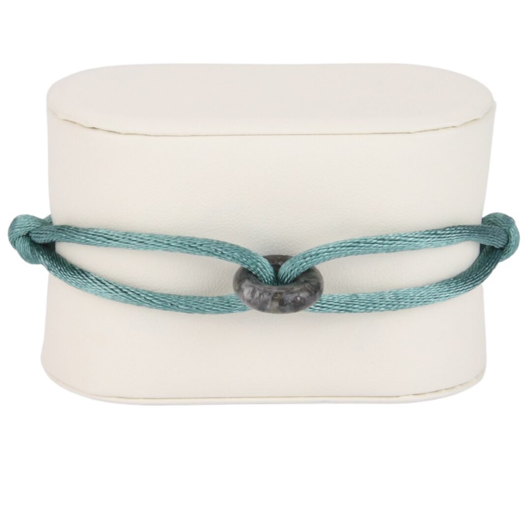 Bracelet Cordon Bleu Canard avec Perle Effet Marbre Noir