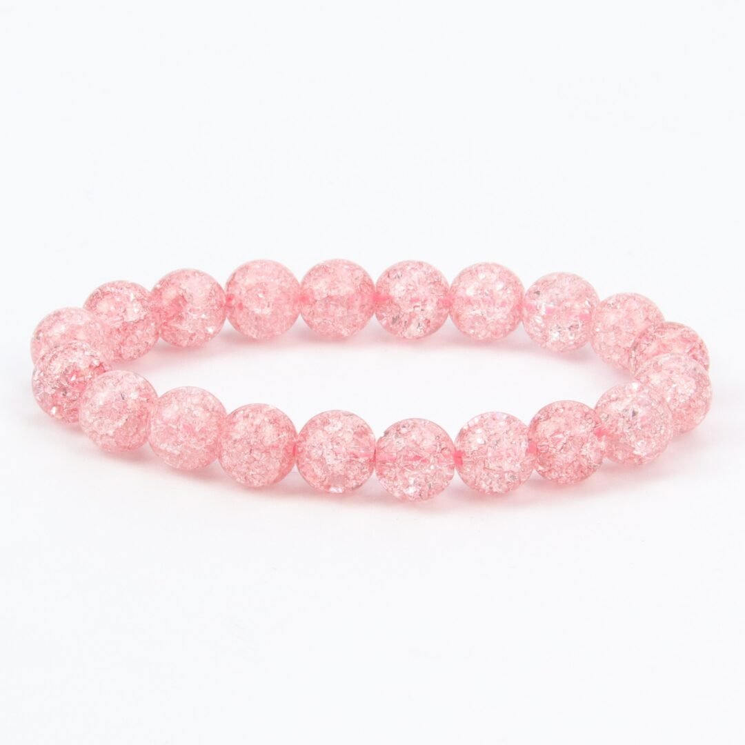 Bracelet en Pierre Naturelle Quartz Craquelé Rose 10mm